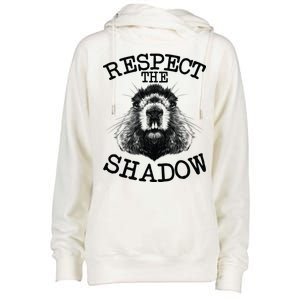 Respect The Shadow Groundhog Womens Funnel Neck Pullover Hood