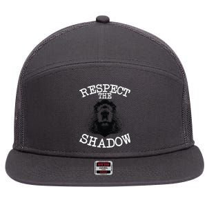 Respect The Shadow Groundhog 7 Panel Mesh Trucker Snapback Hat