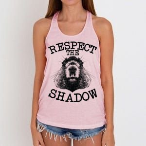 Respect The Shadow Groundhog Women's Knotted Racerback Tank