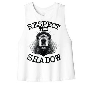 Respect The Shadow Groundhog Women's Racerback Cropped Tank