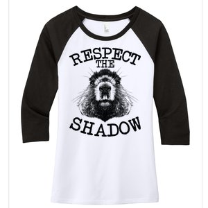 Respect The Shadow Groundhog Women's Tri-Blend 3/4-Sleeve Raglan Shirt