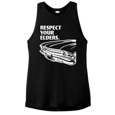 Respect Your Elders Vintage Classic Cars Ladies PosiCharge Tri-Blend Wicking Tank