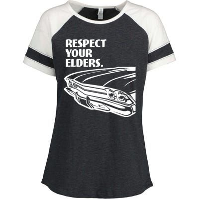 Respect Your Elders Vintage Classic Cars Enza Ladies Jersey Colorblock Tee