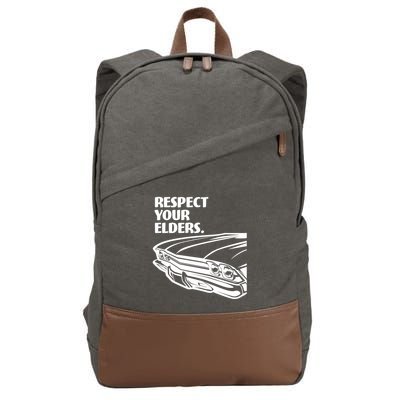 Respect Your Elders Vintage Classic Cars Cotton Canvas Backpack