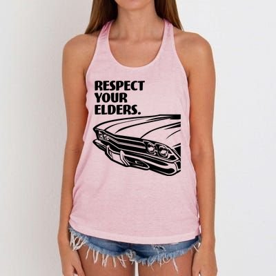 Respect Your Elders Vintage Classic Cars Women's Knotted Racerback Tank