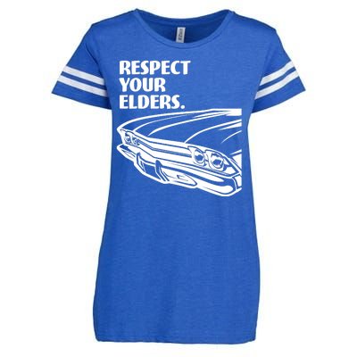 Respect Your Elders Vintage Classic Cars Enza Ladies Jersey Football T-Shirt