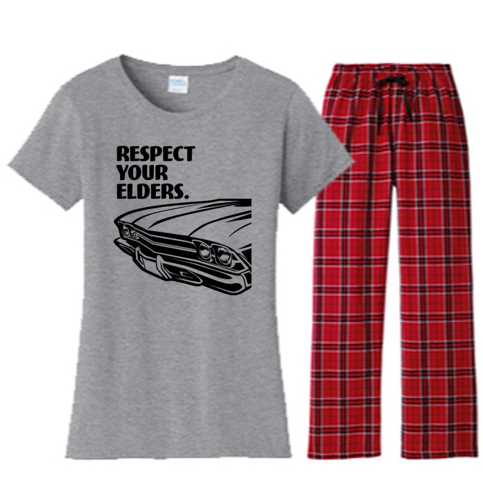 Respect Your Elders Vintage Classic Cars Women's Flannel Pajama Set