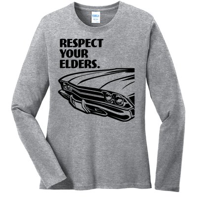 Respect Your Elders Vintage Classic Cars Ladies Long Sleeve Shirt