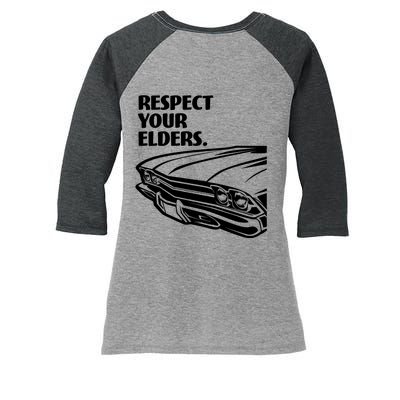 Respect Your Elders Vintage Classic Cars Women's Tri-Blend 3/4-Sleeve Raglan Shirt