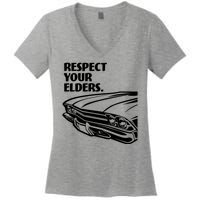 Respect Your Elders Vintage Classic Cars Women's V-Neck T-Shirt