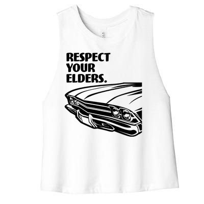 Respect Your Elders Vintage Classic Cars Women's Racerback Cropped Tank