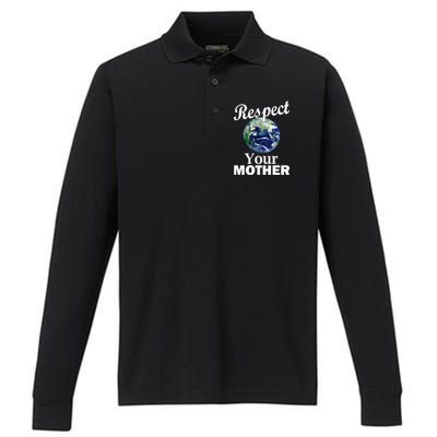 Respect your Mother Earth Performance Long Sleeve Polo