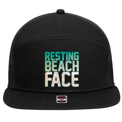 Resting Beach Face 7 Panel Mesh Trucker Snapback Hat