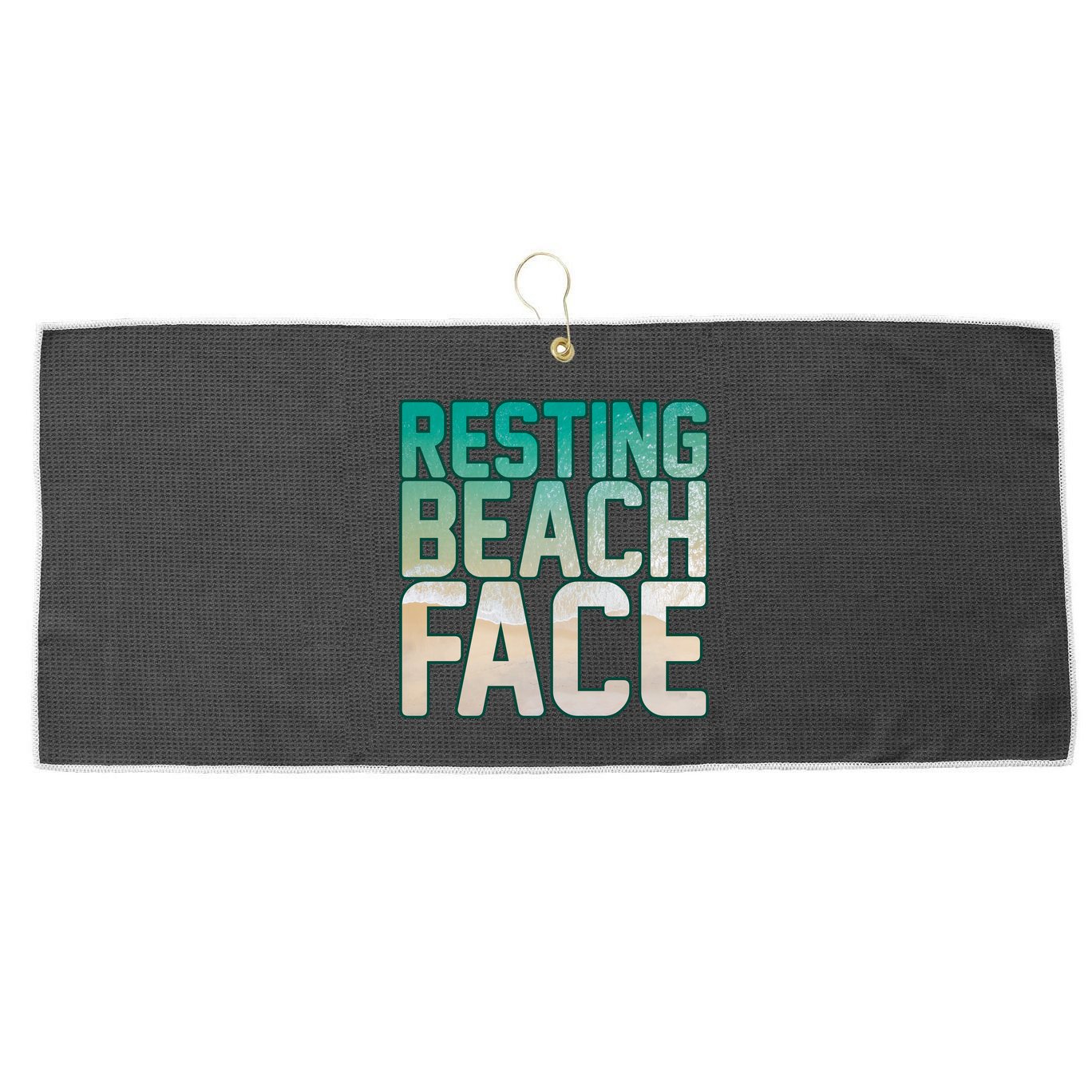 Resting Beach Face Large Microfiber Waffle Golf Towel