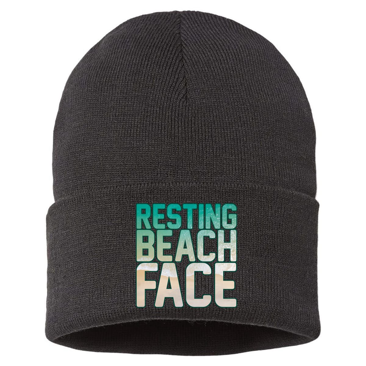 Resting Beach Face Sustainable Knit Beanie