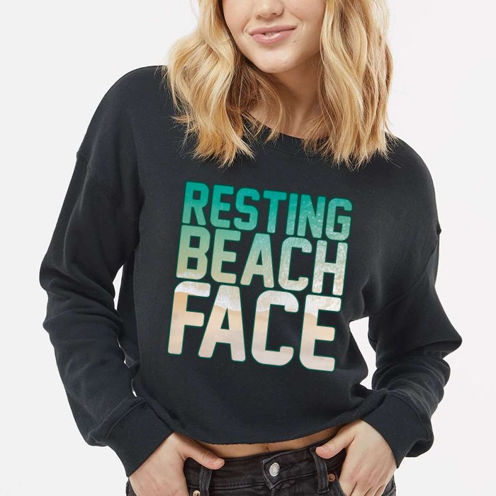 Resting Beach Face Cropped Pullover Crew