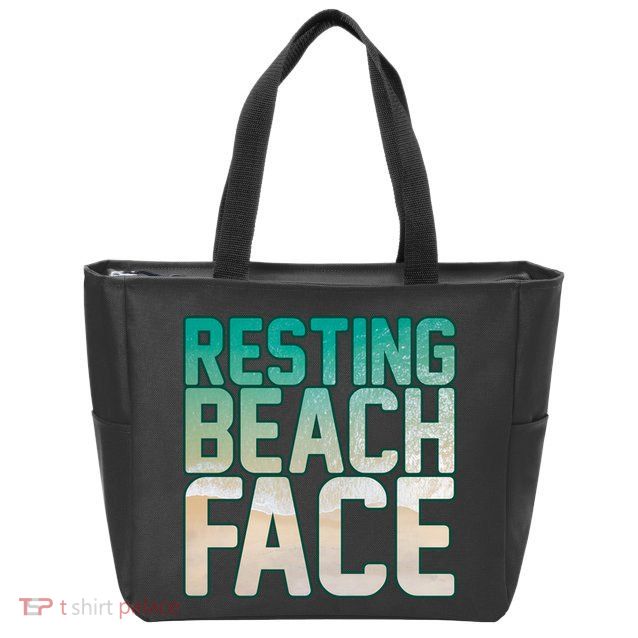 Resting Beach Face Zip Tote Bag