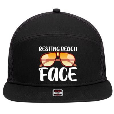 Resting Beach Face Summer Shades 7 Panel Mesh Trucker Snapback Hat