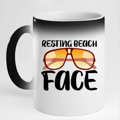 Resting Beach Face Summer Shades 11oz Black Color Changing Mug