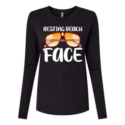 Resting Beach Face Summer Shades Womens Cotton Relaxed Long Sleeve T-Shirt