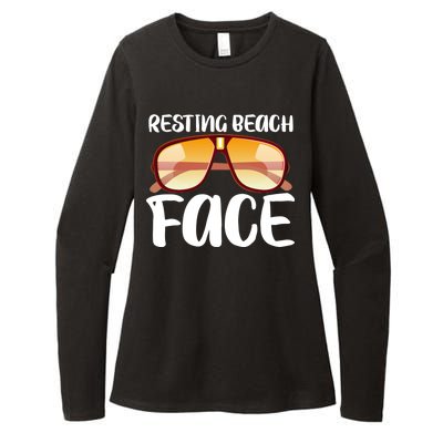 Resting Beach Face Summer Shades Womens CVC Long Sleeve Shirt