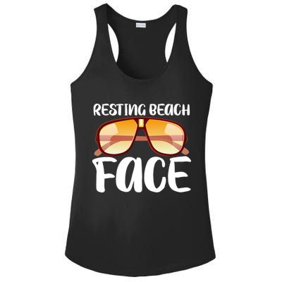 Resting Beach Face Summer Shades Ladies PosiCharge Competitor Racerback Tank