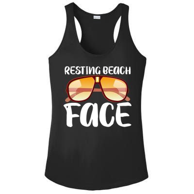 Resting Beach Face Summer Shades Ladies PosiCharge Competitor Racerback Tank