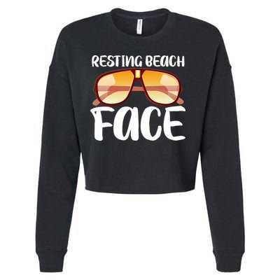Resting Beach Face Summer Shades Cropped Pullover Crew