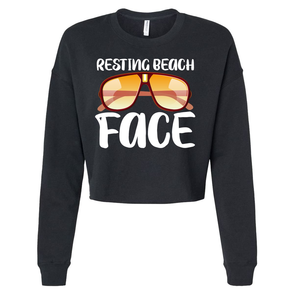 Resting Beach Face Summer Shades Cropped Pullover Crew
