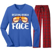 Resting Beach Face Summer Shades Women's Long Sleeve Flannel Pajama Set 