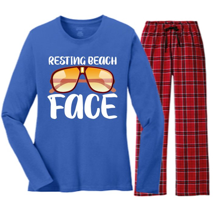 Resting Beach Face Summer Shades Women's Long Sleeve Flannel Pajama Set 