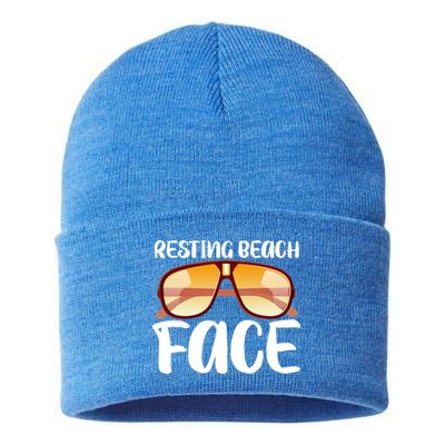 Resting Beach Face Summer Shades Sustainable Knit Beanie