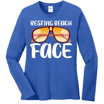 Resting Beach Face Summer Shades Ladies Long Sleeve Shirt