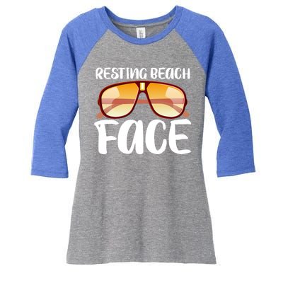 Resting Beach Face Summer Shades Women's Tri-Blend 3/4-Sleeve Raglan Shirt