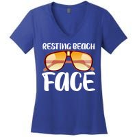 Resting Beach Face Summer Shades Women's V-Neck T-Shirt