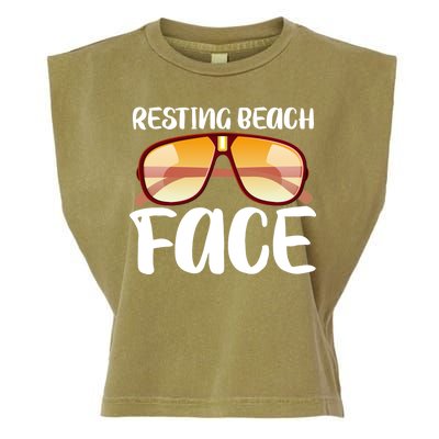 Resting Beach Face Summer Shades Garment-Dyed Women's Muscle Tee