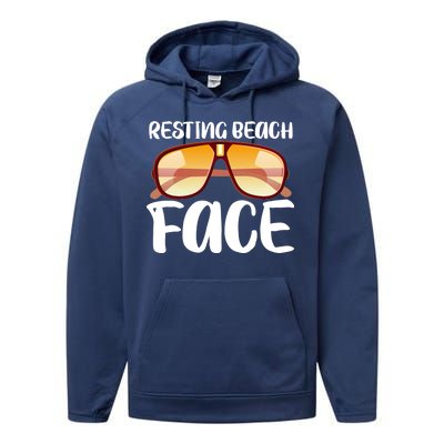 Resting Beach Face Summer Shades Performance Fleece Hoodie