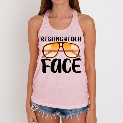 Resting Beach Face Summer Shades Women's Knotted Racerback Tank