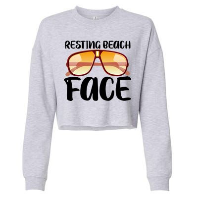 Resting Beach Face Summer Shades Cropped Pullover Crew