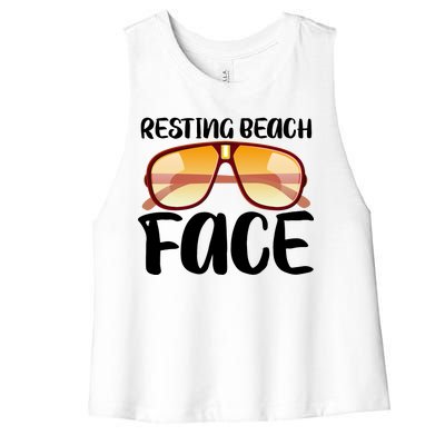 Resting Beach Face Summer Shades Women's Racerback Cropped Tank