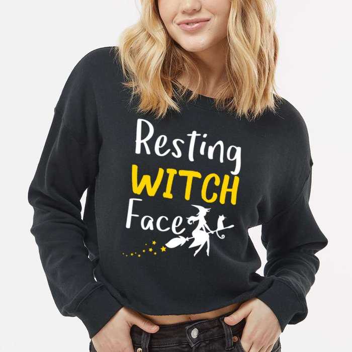 Resting Witch Face Cropped Pullover Crew