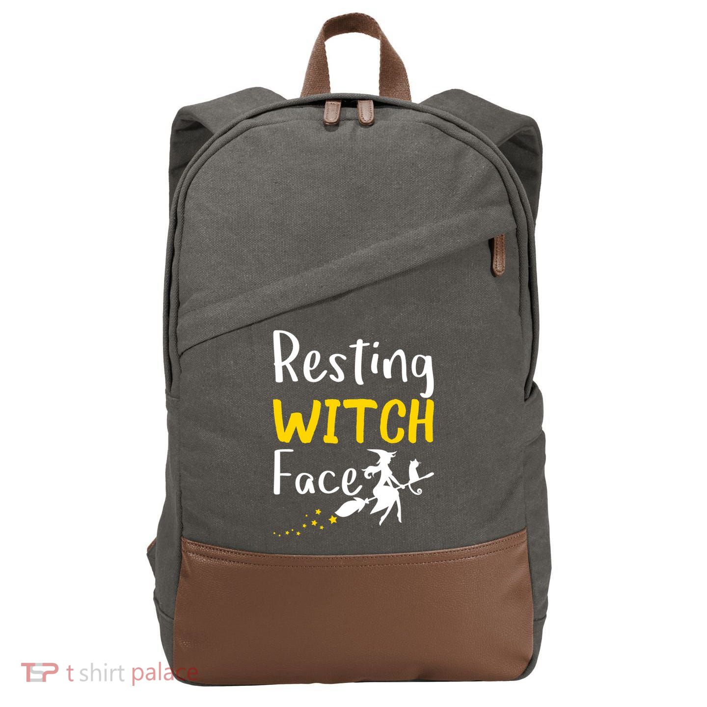 Resting Witch Face Cotton Canvas Backpack