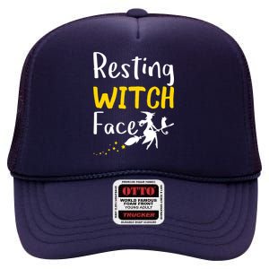 Resting Witch Face High Crown Mesh Back Trucker Hat