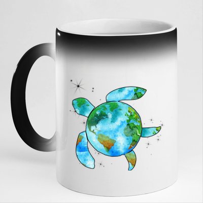 Restore Earth Sea Turtle Art Save The Planet 11oz Black Color Changing Mug