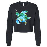 Restore Earth Sea Turtle Art Save The Planet Cropped Pullover Crew