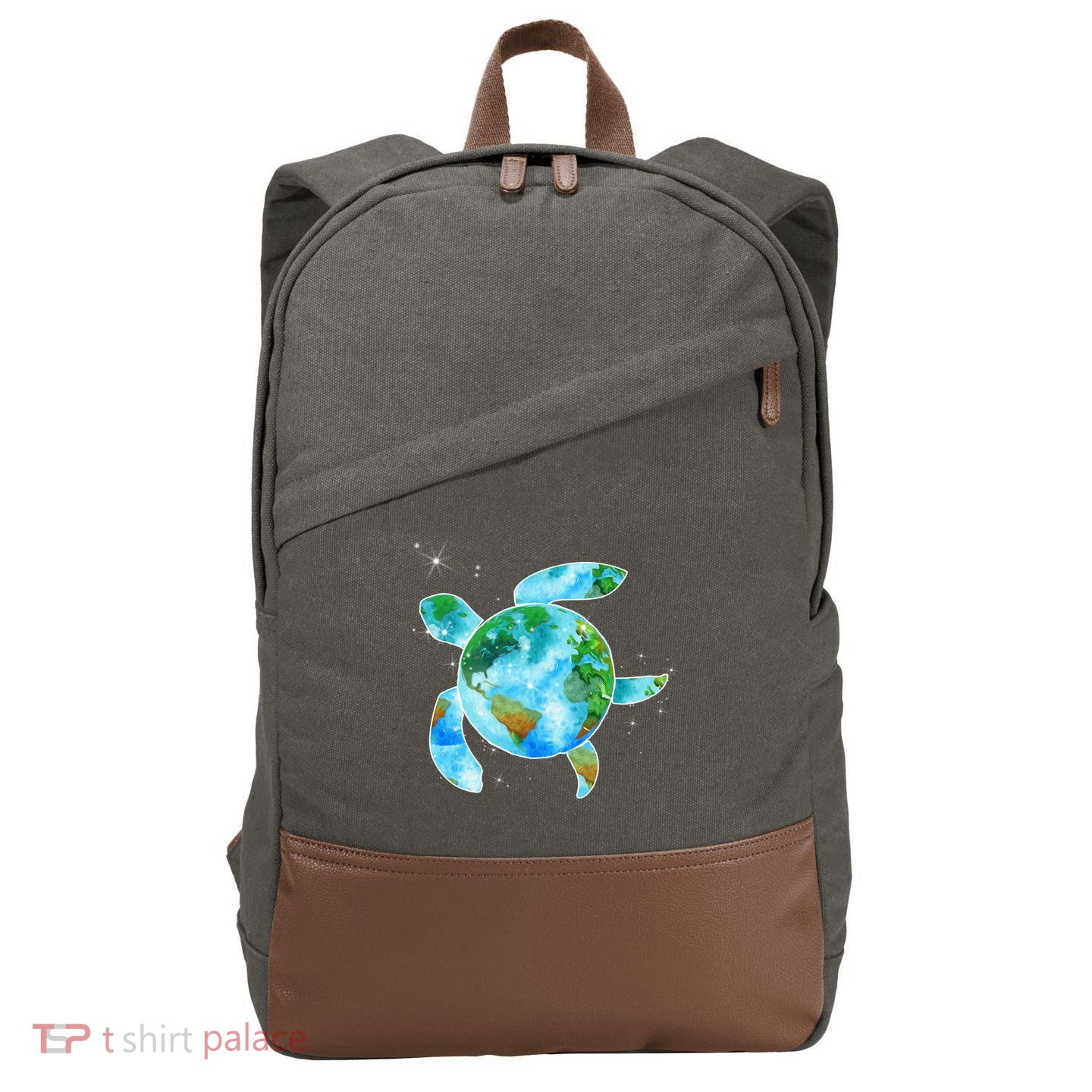 Restore Earth Sea Turtle Art Save The Planet Cotton Canvas Backpack