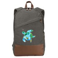 Restore Earth Sea Turtle Art Save The Planet Cotton Canvas Backpack