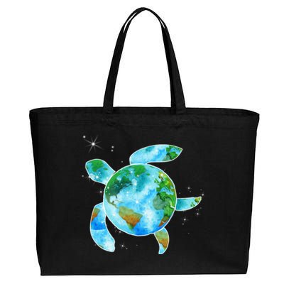 Restore Earth Sea Turtle Art Save The Planet Cotton Canvas Jumbo Tote