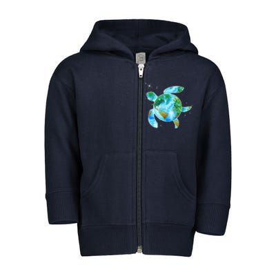 Restore Earth Sea Turtle Art Save The Planet Toddler Zip Fleece Hoodie