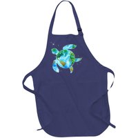 Restore Earth Sea Turtle Art Save The Planet Full-Length Apron With Pockets